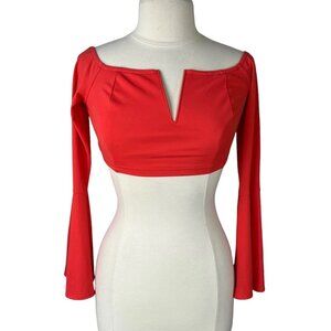 Forever 21 Cropped Off Shoulder Shirt Womens Medium Red New Long Sleeves